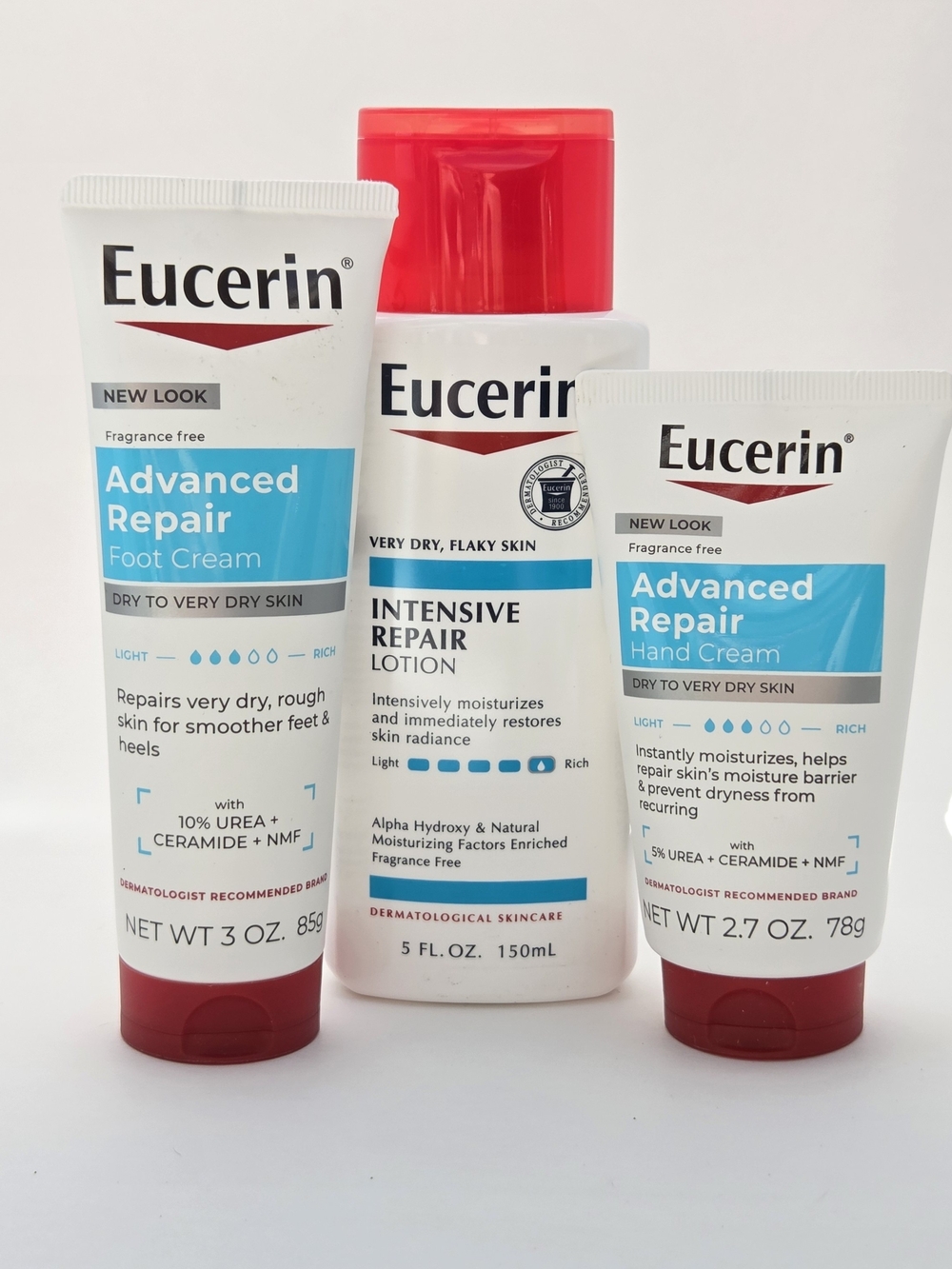 Eucerin Advanced Repair Hand Foot Lotion Dry Skin Set Fragrance Free